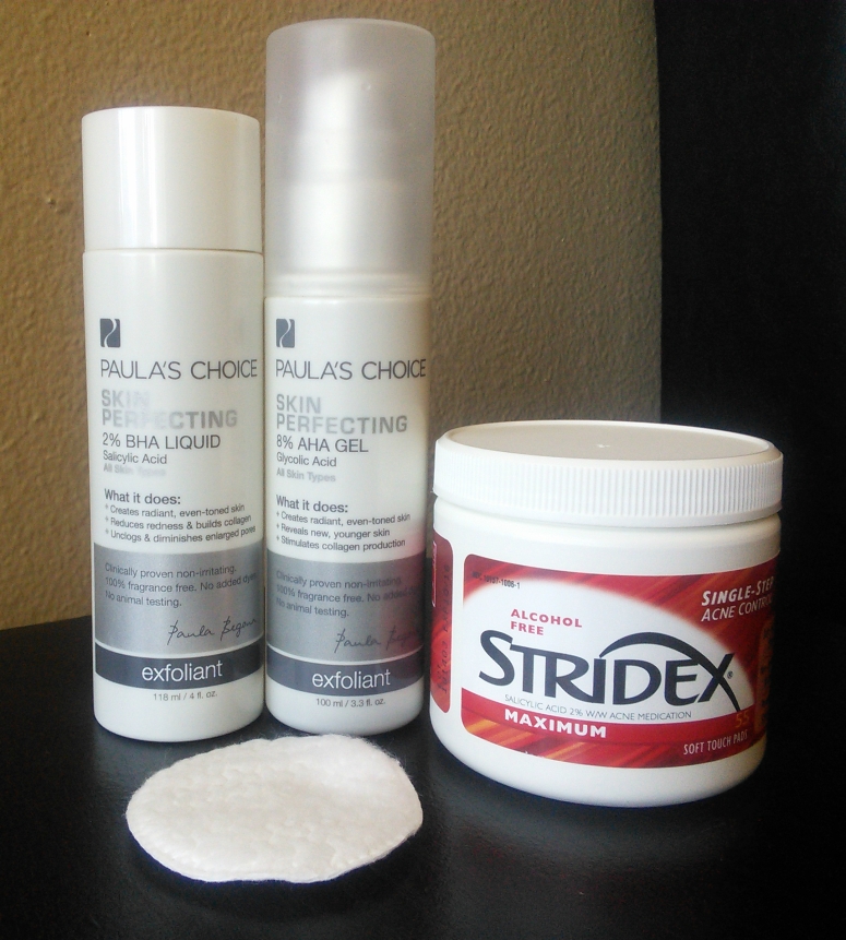 Paula's Choice and Stridex chemical exfoliants