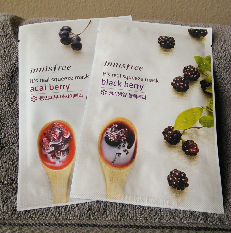 Innisfree sheet masks in Acai Berry and Black Berry