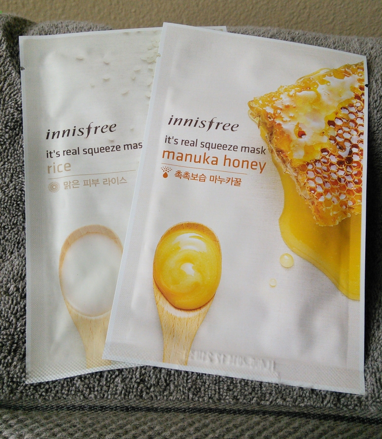 Innisfree sheet masks in Rice and Manuka Honey
