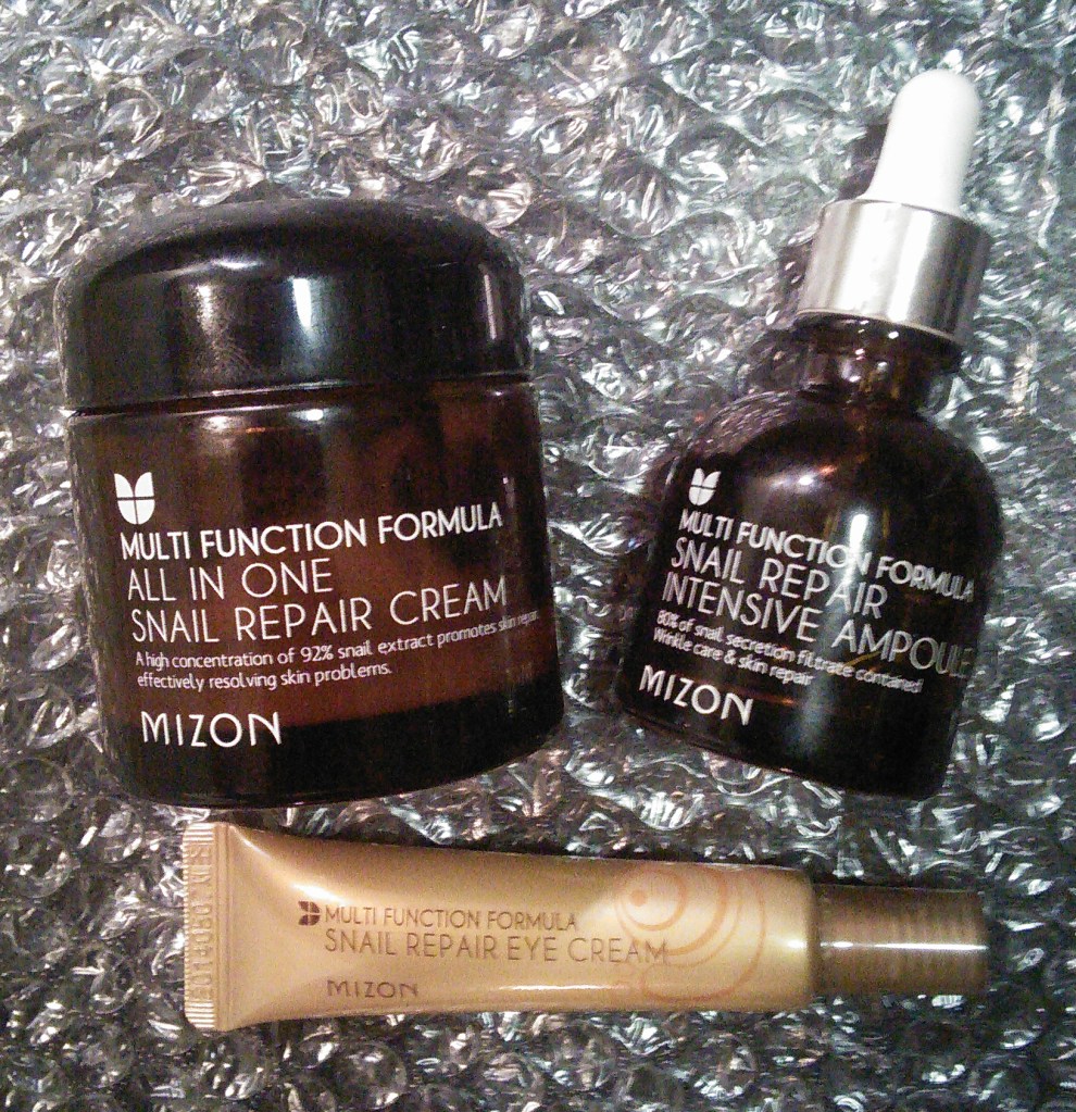 Mizon All-in-One Snail Repair Cream, Mizon Snail Repair Intensive Ampoule, Mizon Snail Repair Eye Cream
