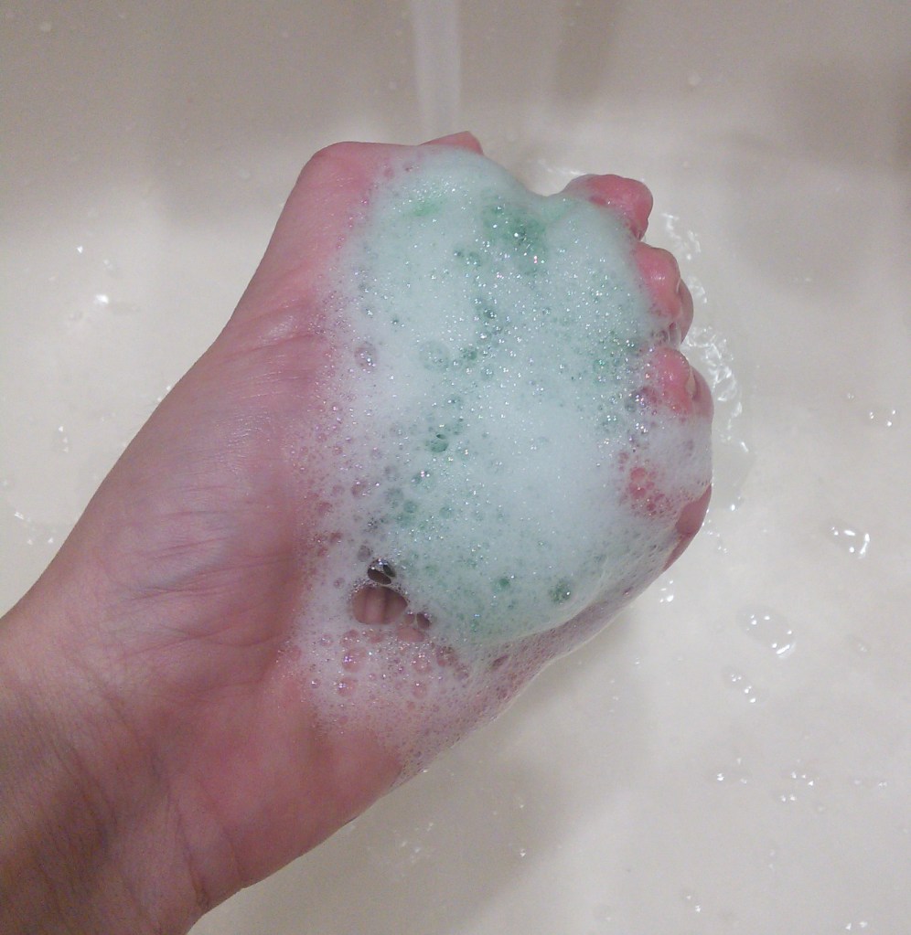 Konjac sponge with foaming cleanser