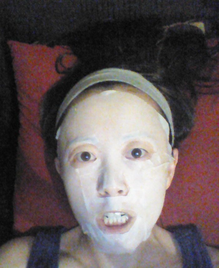 Wearing The Face Shop kelp sheet mask