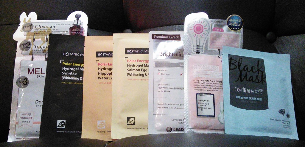 Leaders, Naexy, Botanic Farm, May Island, and My Beauty Diary whitening masks