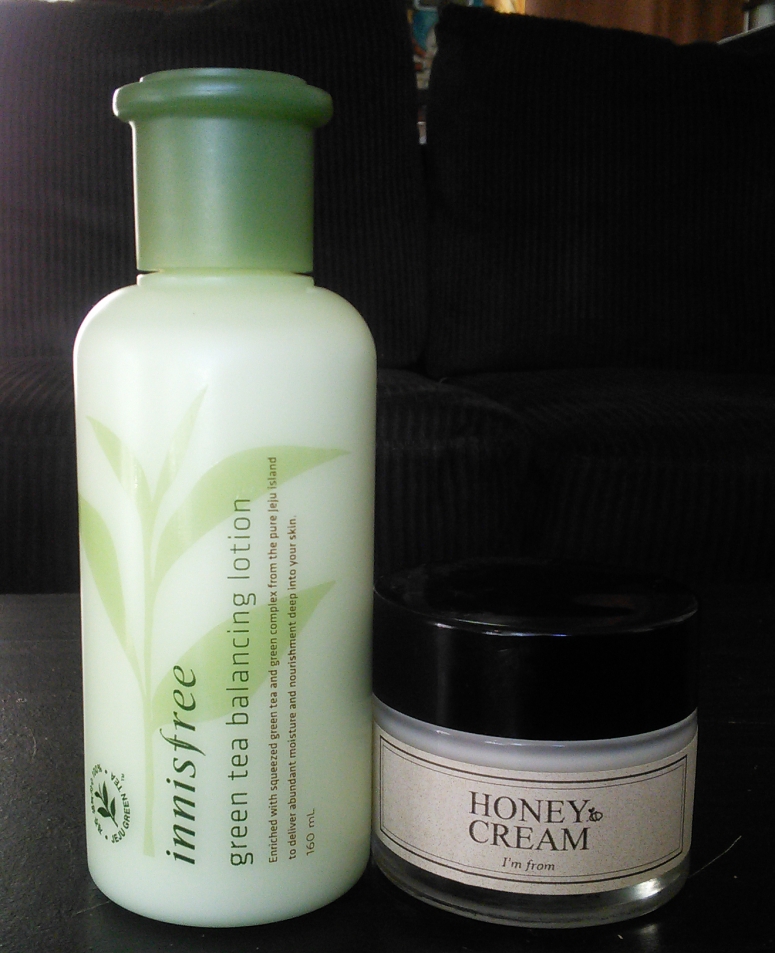 Innisfree Green Tea Balancing Lotion for day, I'm From Honey Cream for night