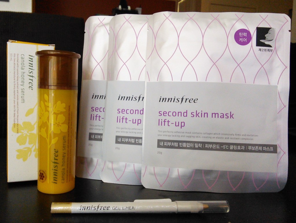 Innisfree skincare products and eyeliner