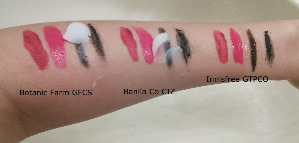 Comparison of Botanic Farm, Banila Co and Innisfree oil cleansers