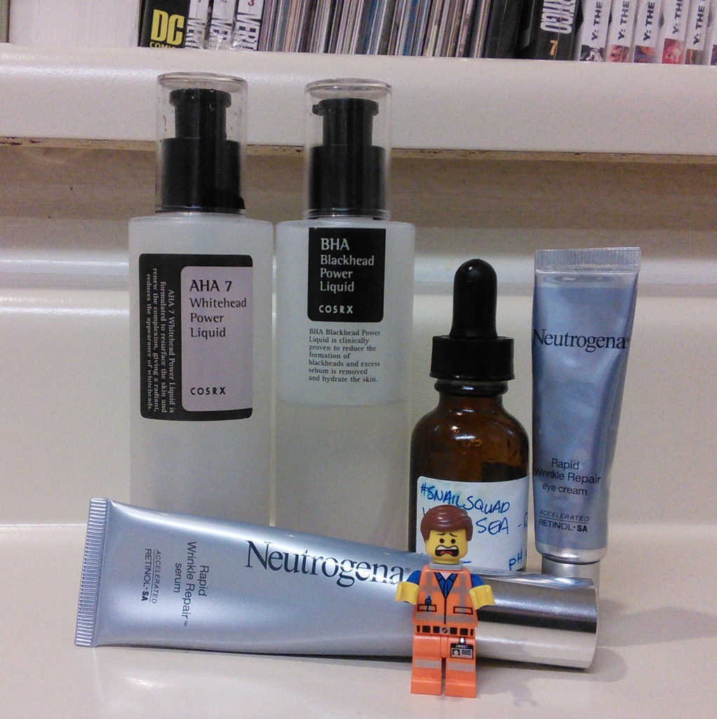 COSRX chemical exfoliants and Neutrogena retinol products