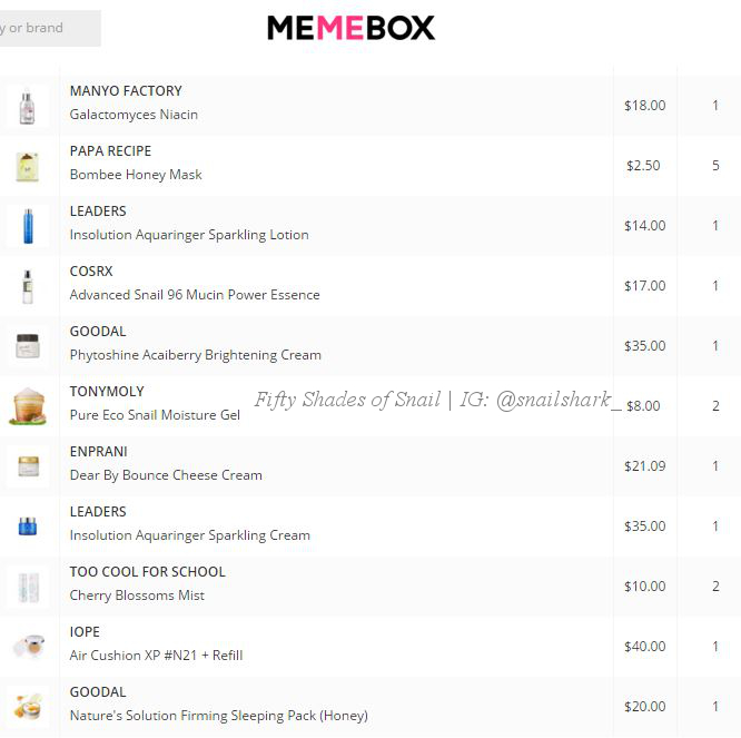 Memebox shopping cart