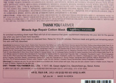Thankyou Farmer Miracle Age Repair mask ingredients