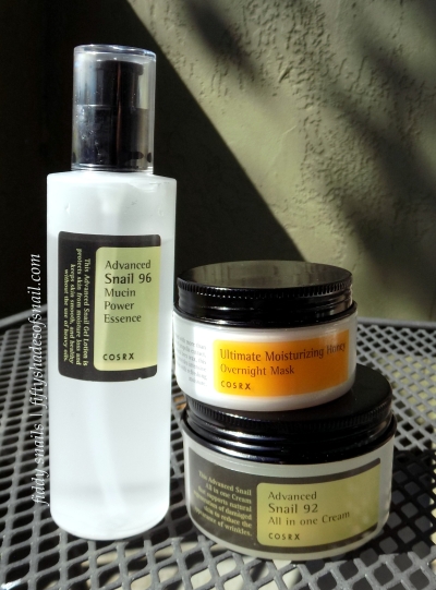 COSRX snail essence and cream and honey sleeping pack