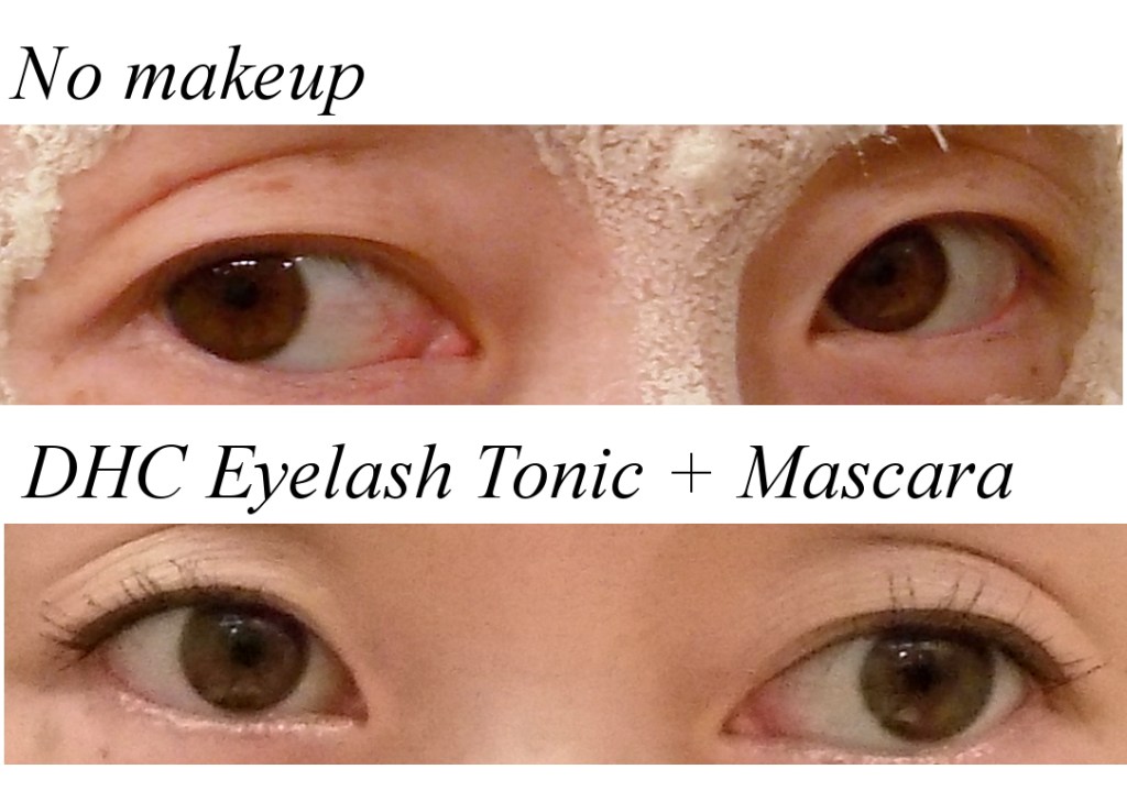 Eyelash serum and mascara before and after