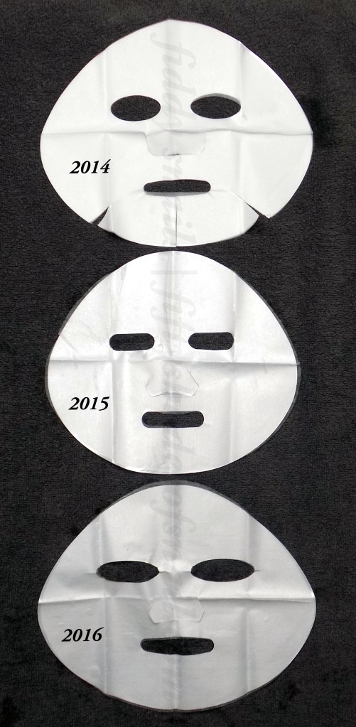 Size of 2014, 2015, and 2016 My Beauty Diary sheet masks