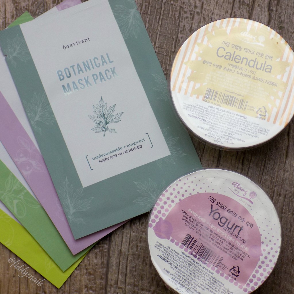 Bonvivant sheet masks and Ettang modeling masks