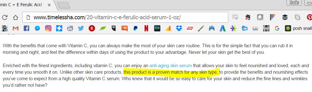 Timeless CEF claim for all skin types