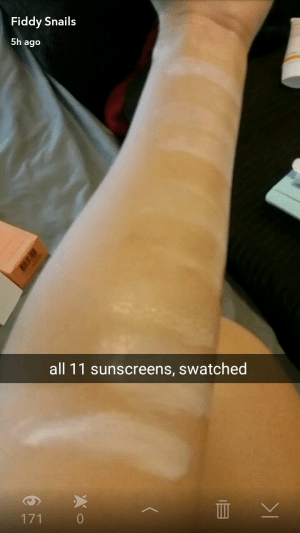 Sunscreen arm swatches