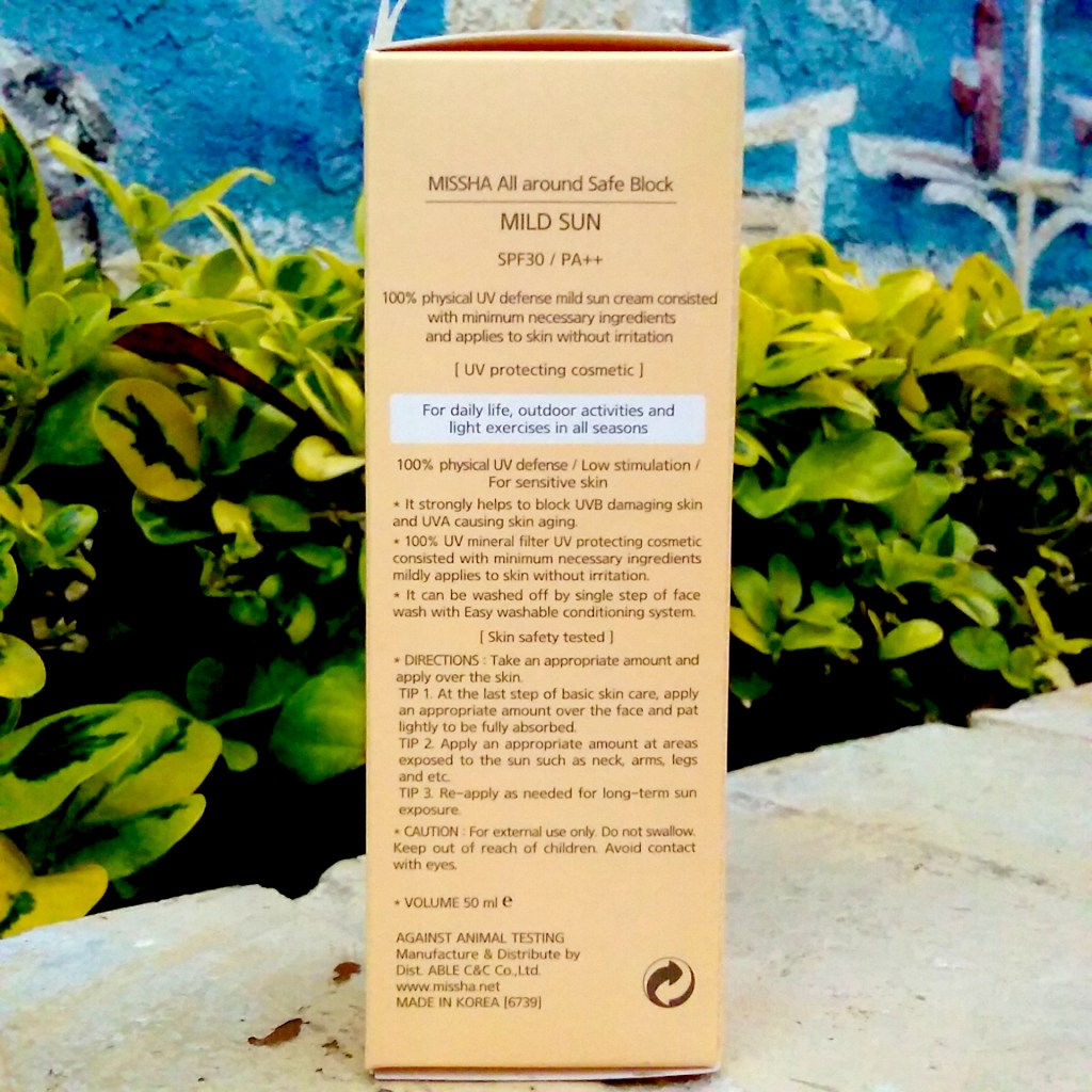 Missha All Around Safe Block Mild Sun SPF 30 PA++ sunscreen instructions