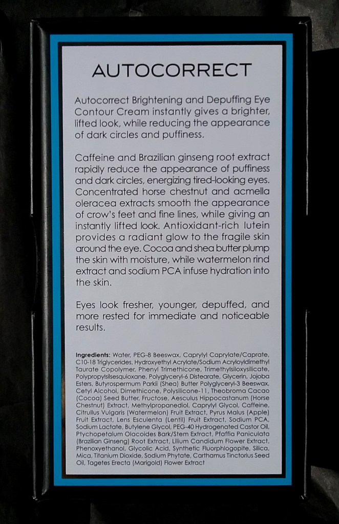 Claims and ingredients for Sunday Riley Auto Correct